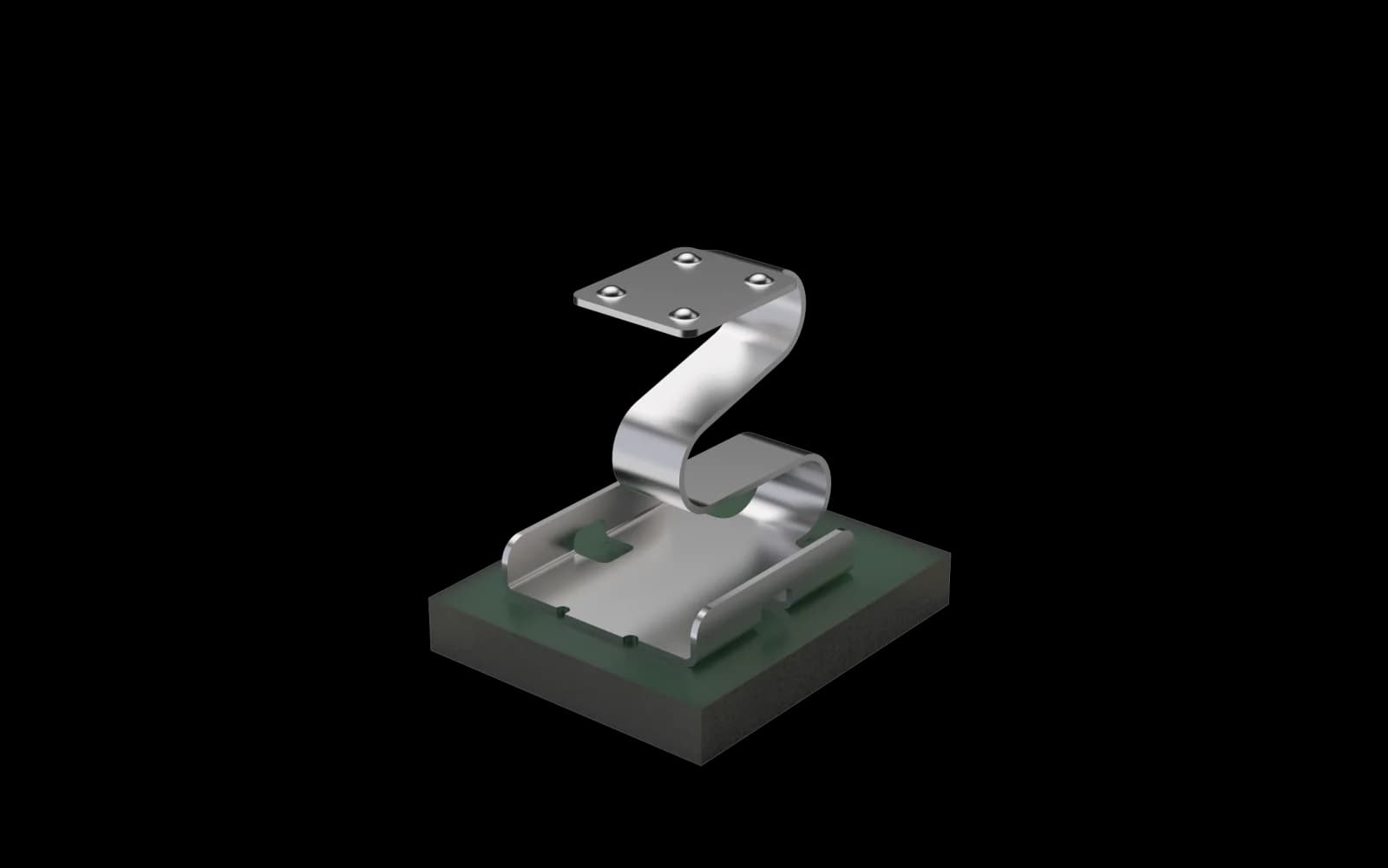 POCONS PMT1092A c-clip (spring finger) — CAD render, underside view